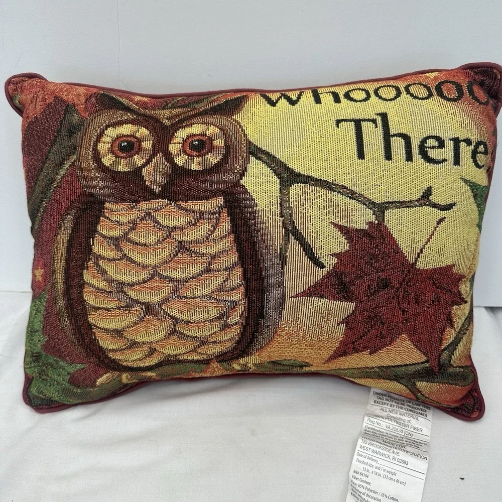 Owl Tapestry Decorative Throw Couch Pillow - Brown 